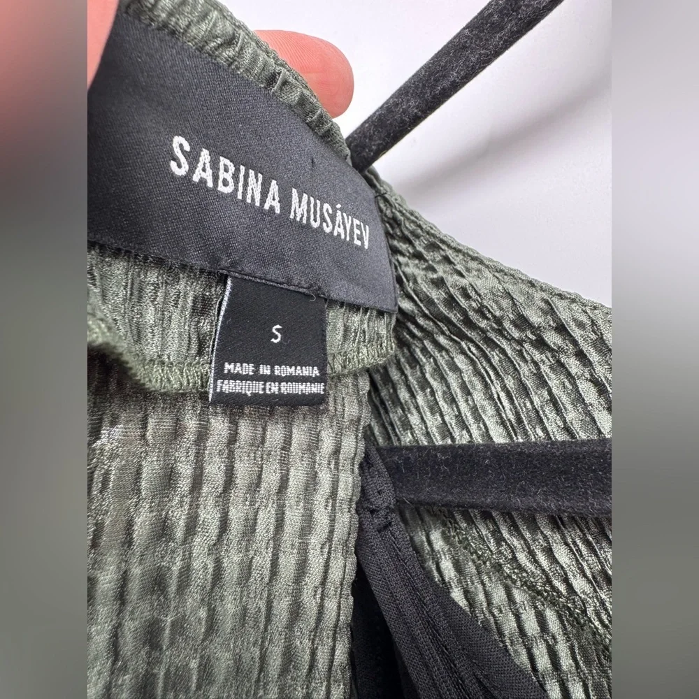 Sabina Musayev Anthropologie Textured Renaissance Green Maxi Dress Tie Closure - Picture 6 of 9
